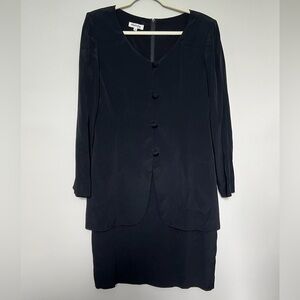 Vintage - Oldie Depeche Mode Black Dress button front shoulder pads - Size 10